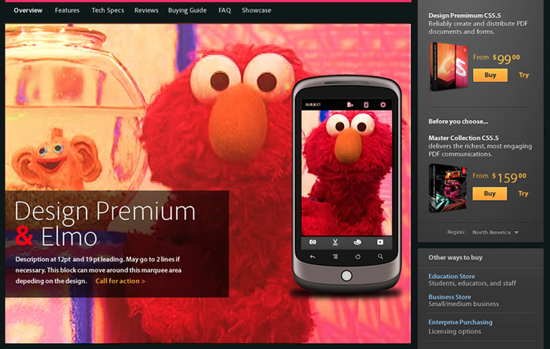 Design Premium running Adobe & campaign featuring Elmo