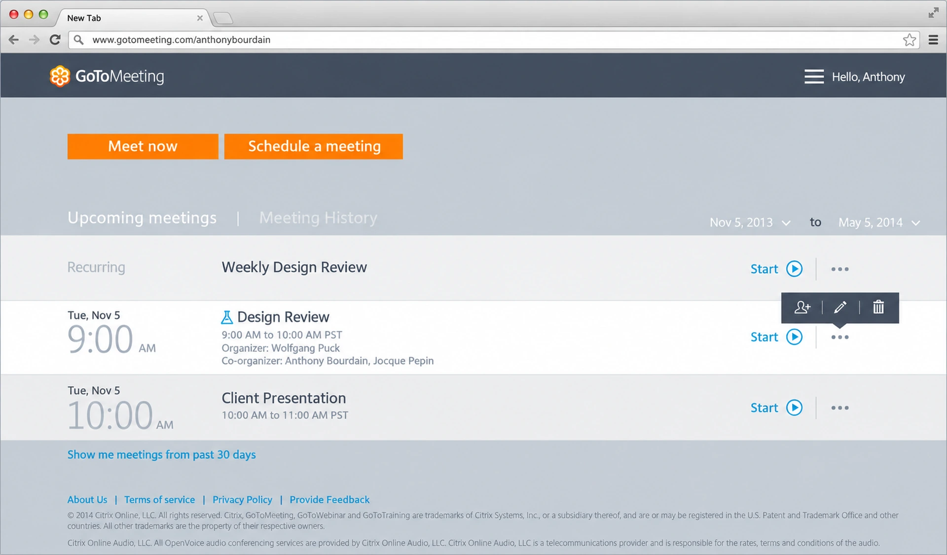 GoToMeeting: Post Login
