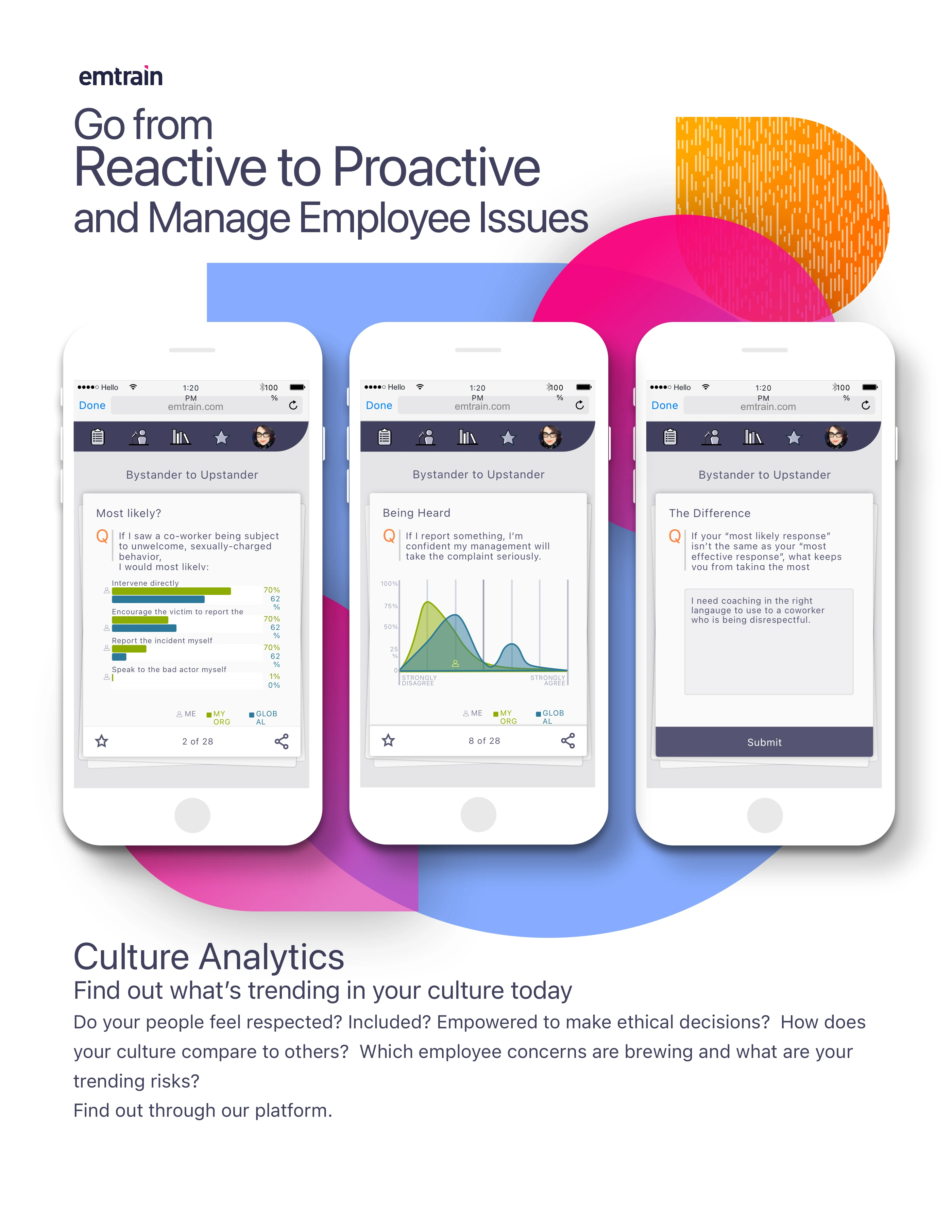 Emtrain one-pager focusing on analytics