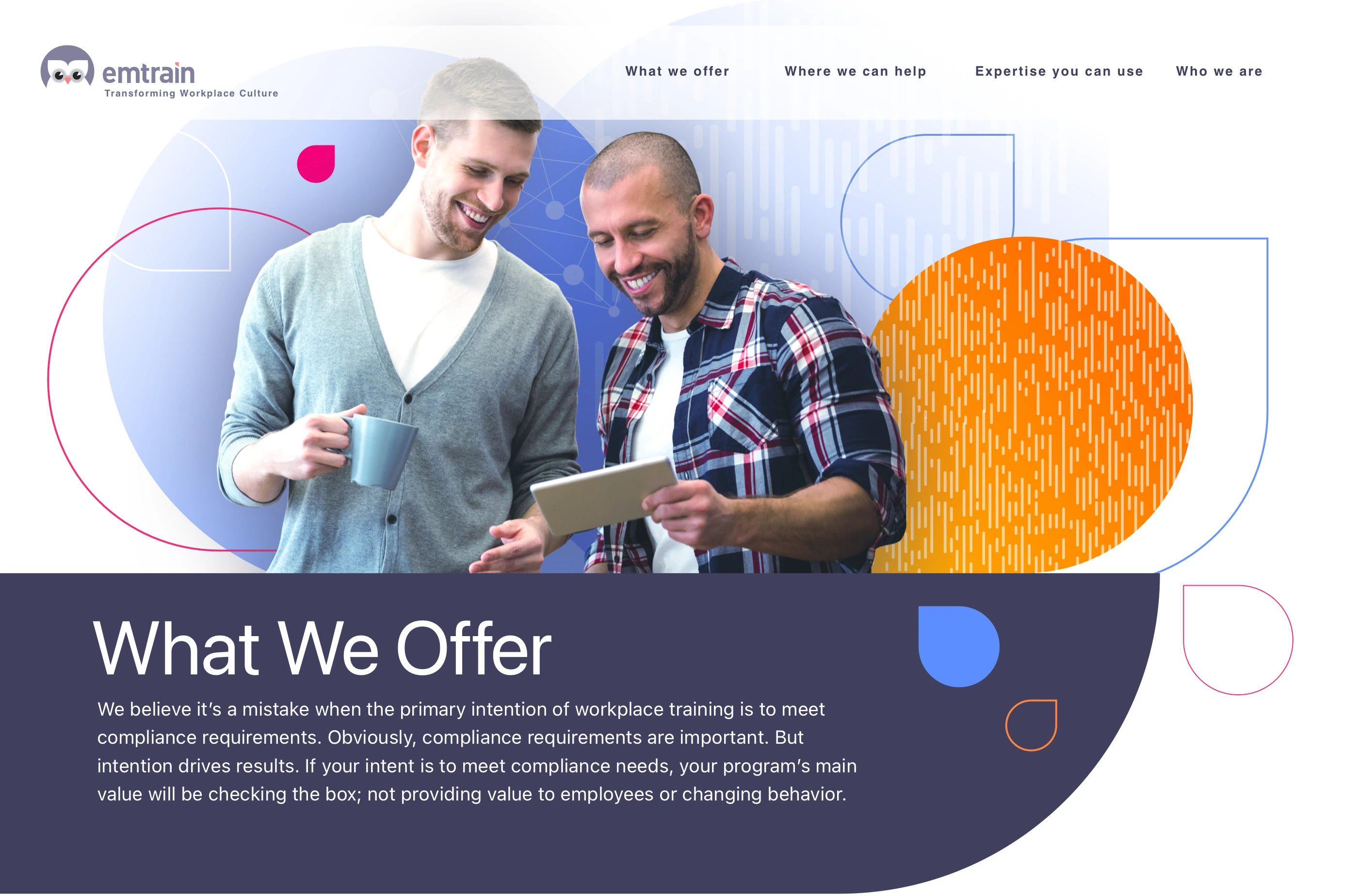 Emtrain.com secondary page, What we offer