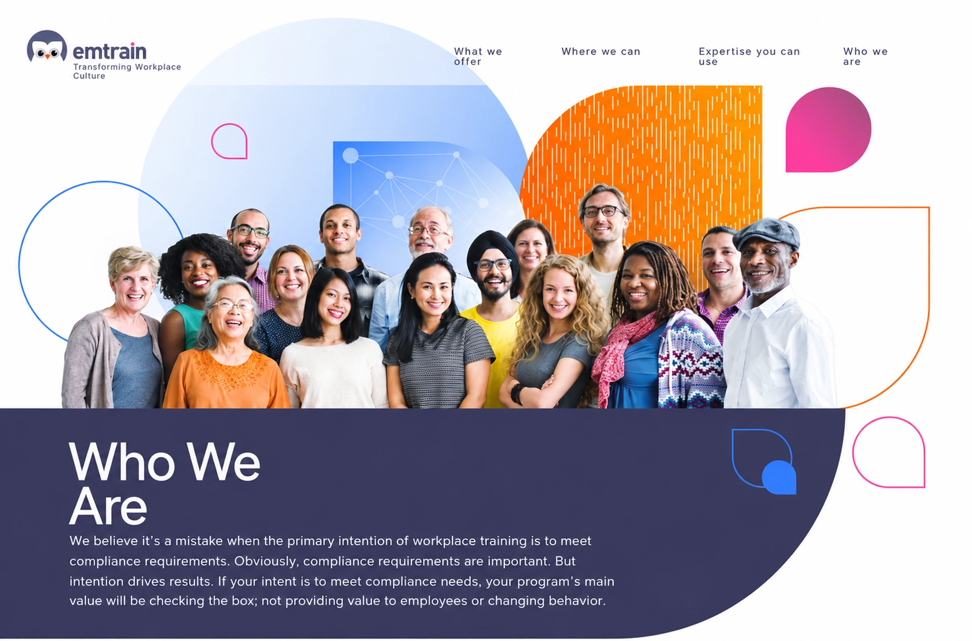 Emtrain.com secondary page, who we are