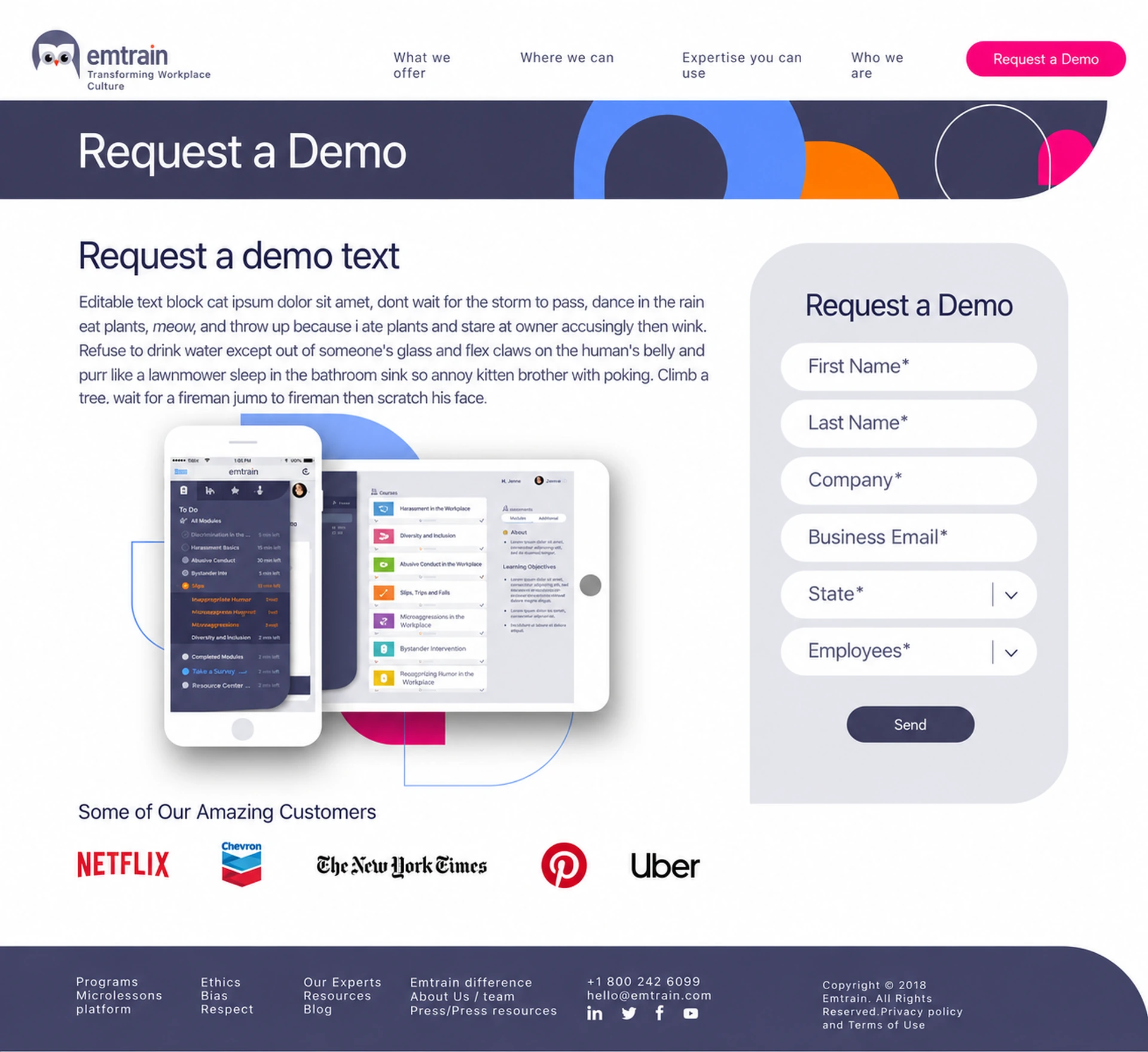 Emtrain.com, request a demo