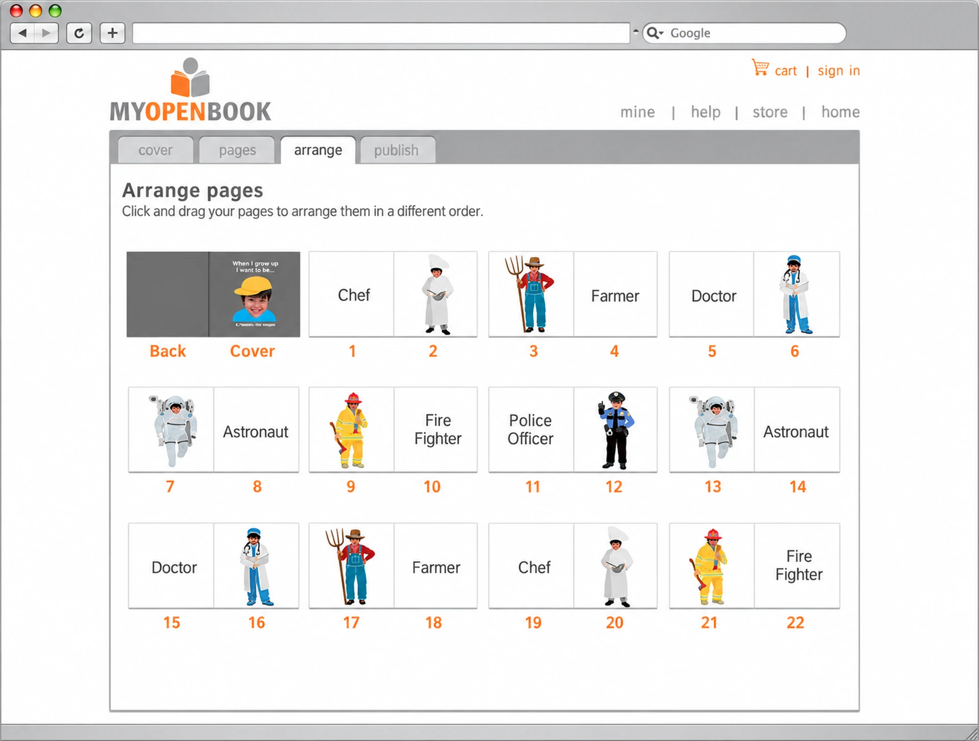 Page arrangements and page order