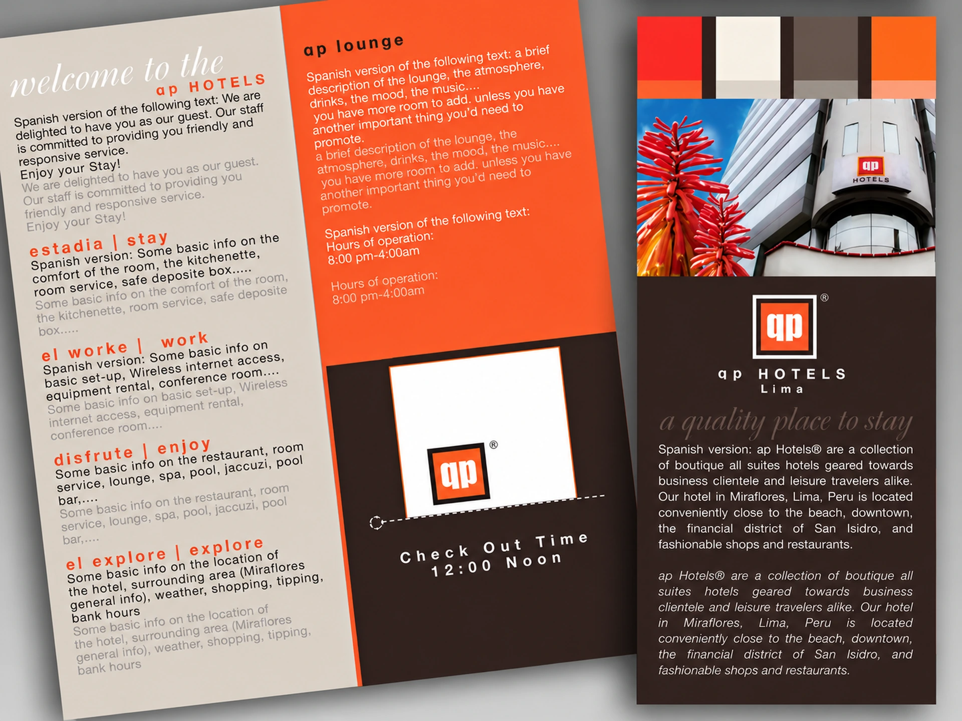 Collateral System: Brochure holding room key