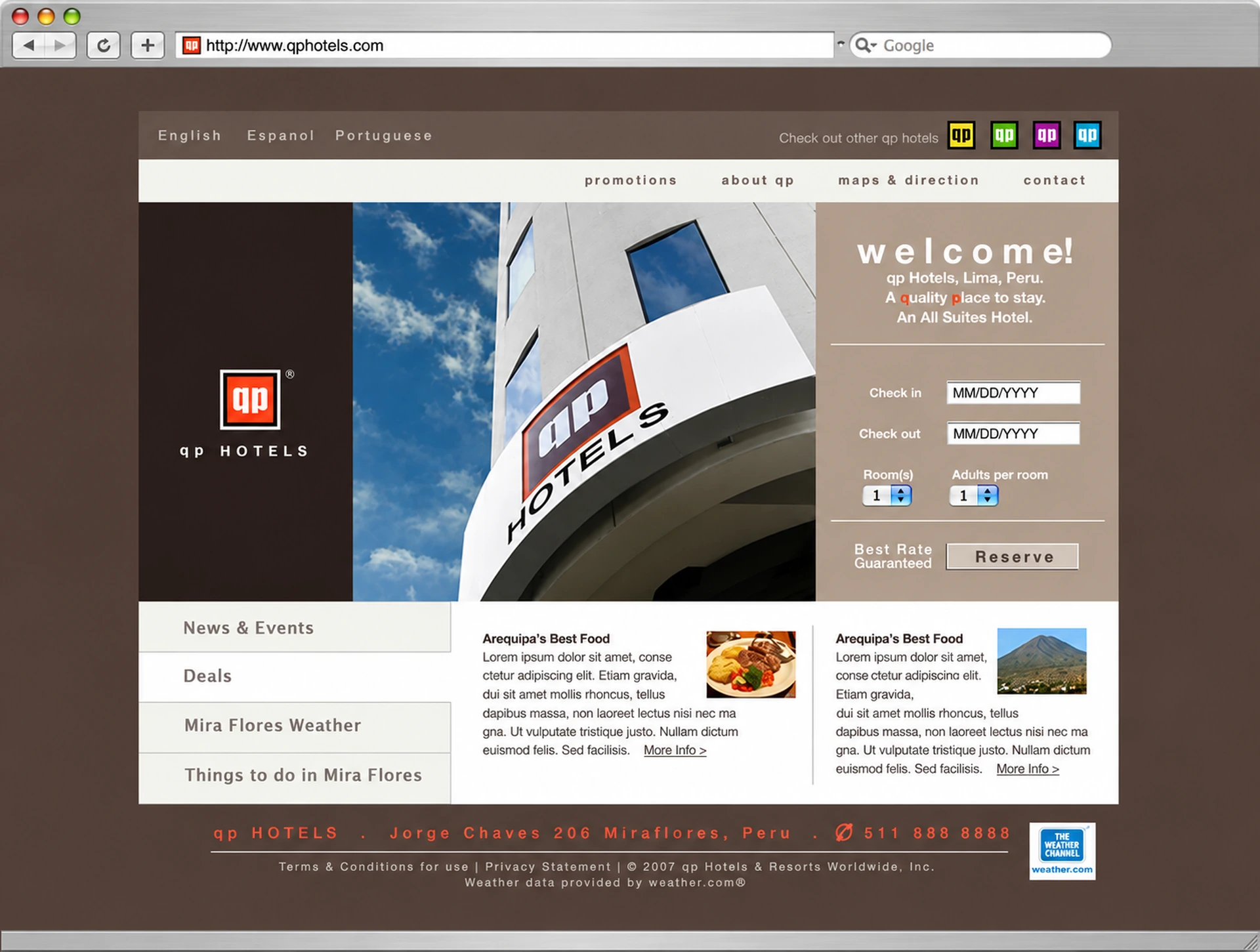 Website: Homepage, rollover