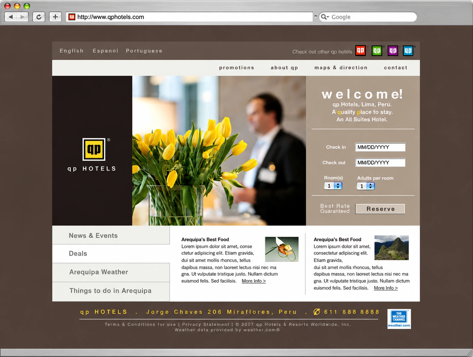 Website: Homepage, Arequipa location