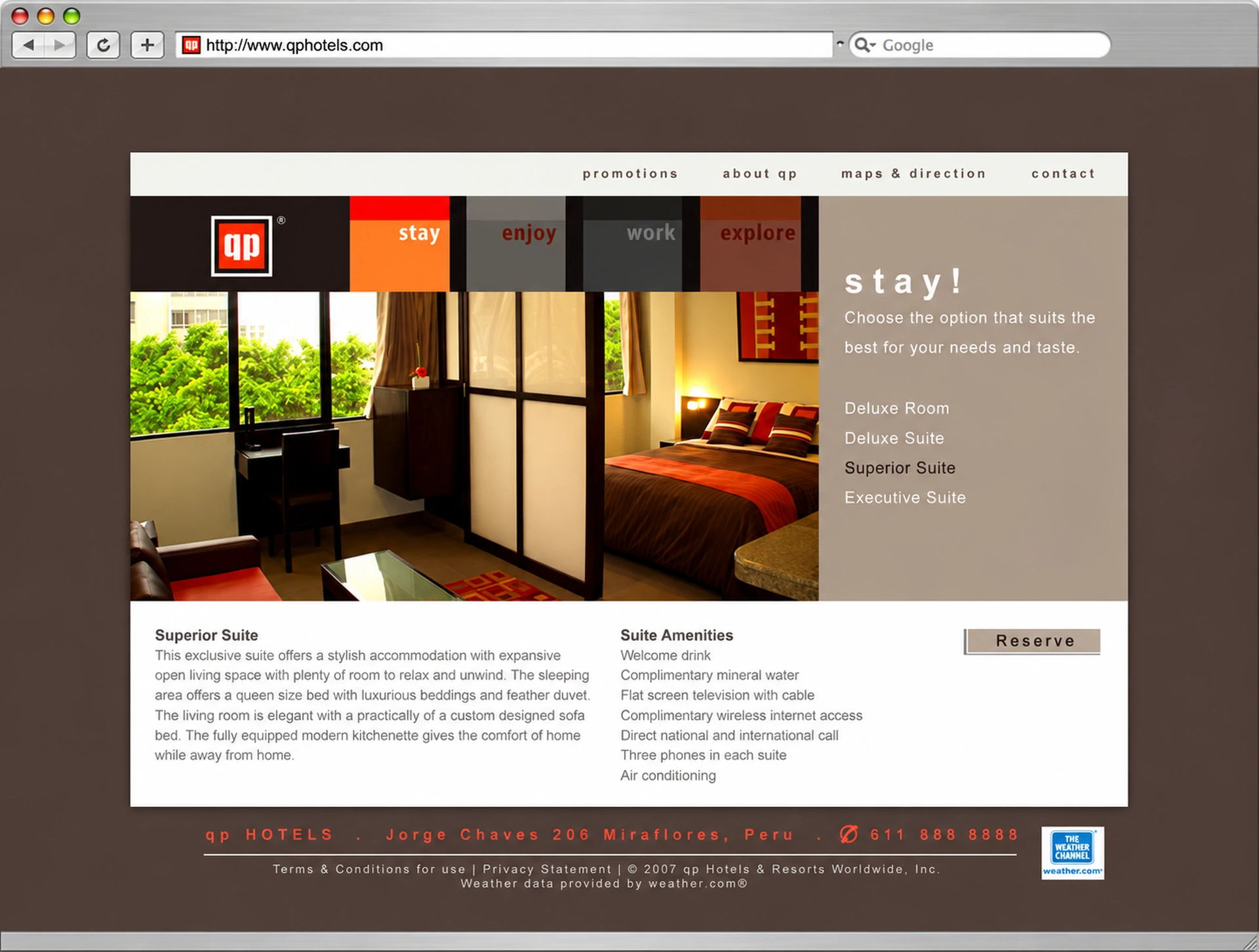 Website: Secondary page, Stay section