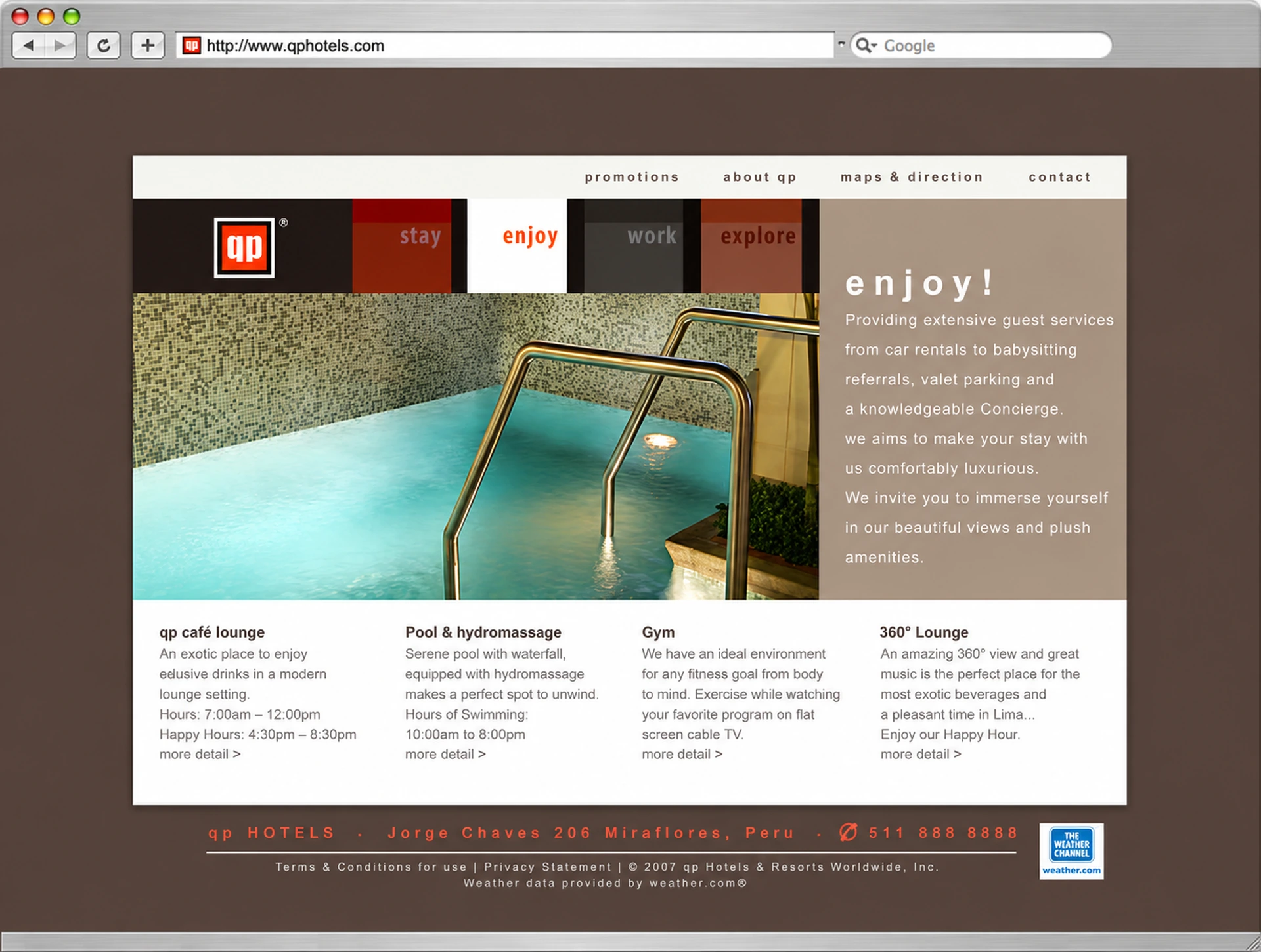 Website: Secondary page, Enjoy section
