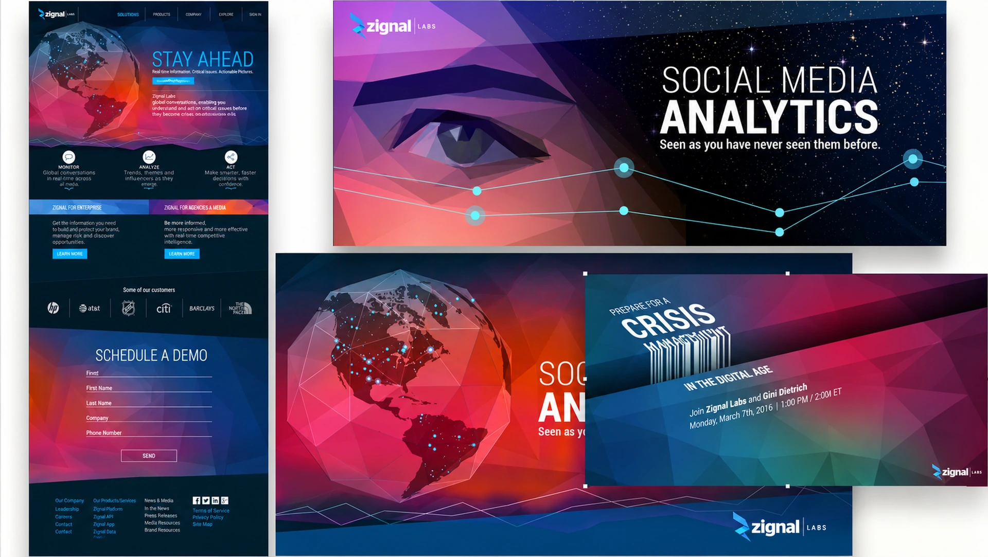Zignal's website and marketing and social media ads