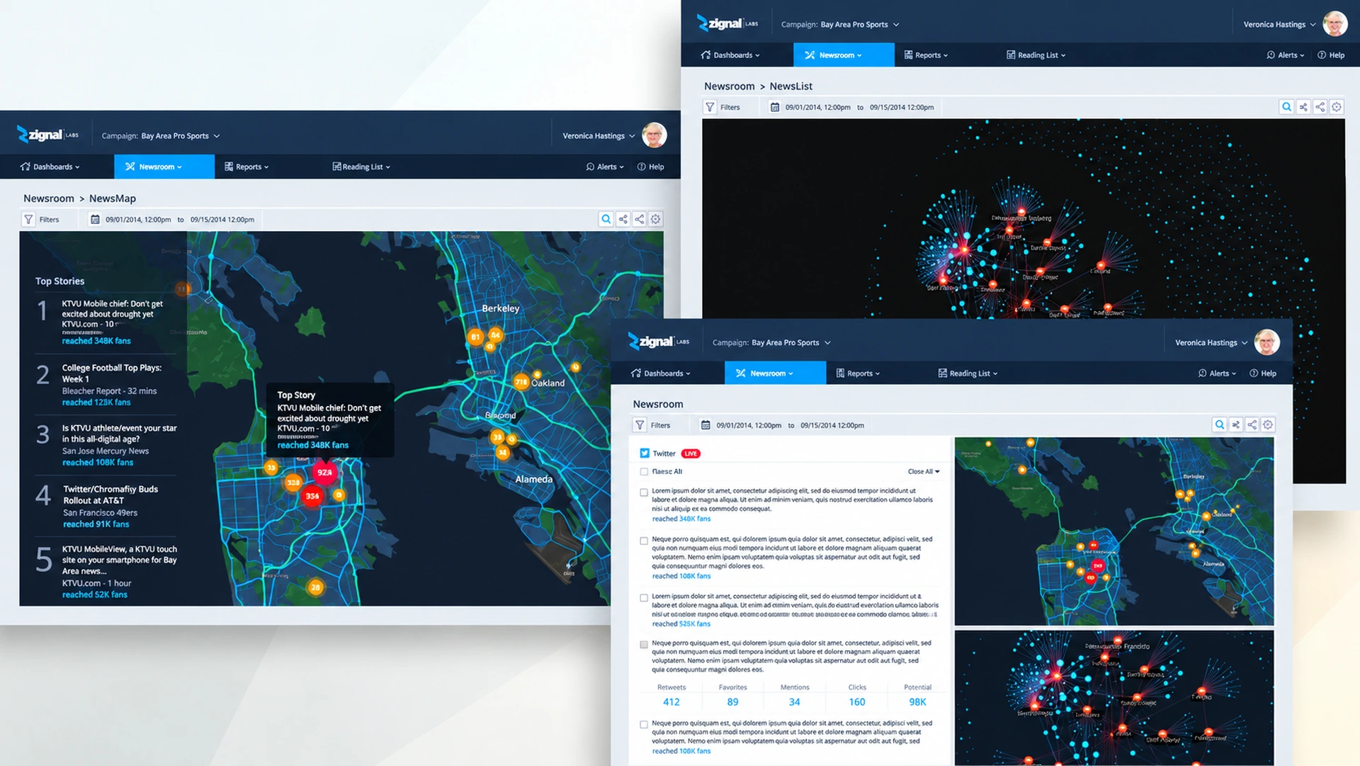 Zignal Enterprise 2.0, Newsroom, Newsgrid, and Newsmap
